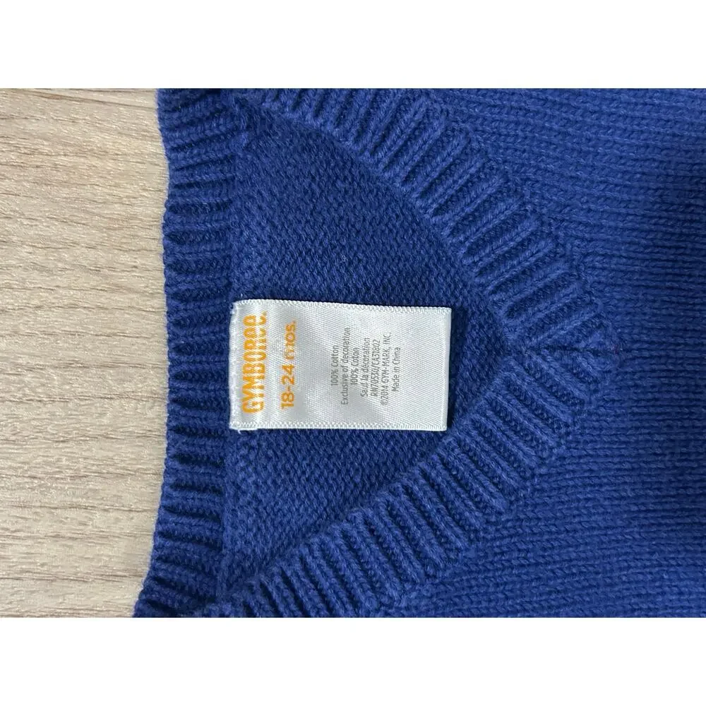 Gymboree Boys 18-24 Months Navy Pirate Ship V-Neck Sweater 100% Cotton Nautical